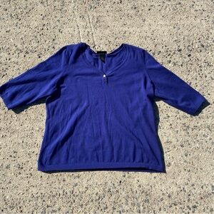 Lane Bryant Blue‎ Plus Size V Neck Super Soft 3/4  Sleeve Sweater Size 18/20
